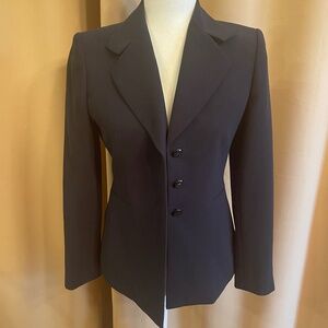 Tahari Navy Blue Collared 3 Button Single Breasted Blazer, Jacket Size 2 Petite